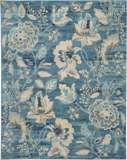 Nourison - Tranquil TRA02 Turquoise Blue and White 810in x 1110in Oversized Rug - TRA02-99446483942 veiw 1