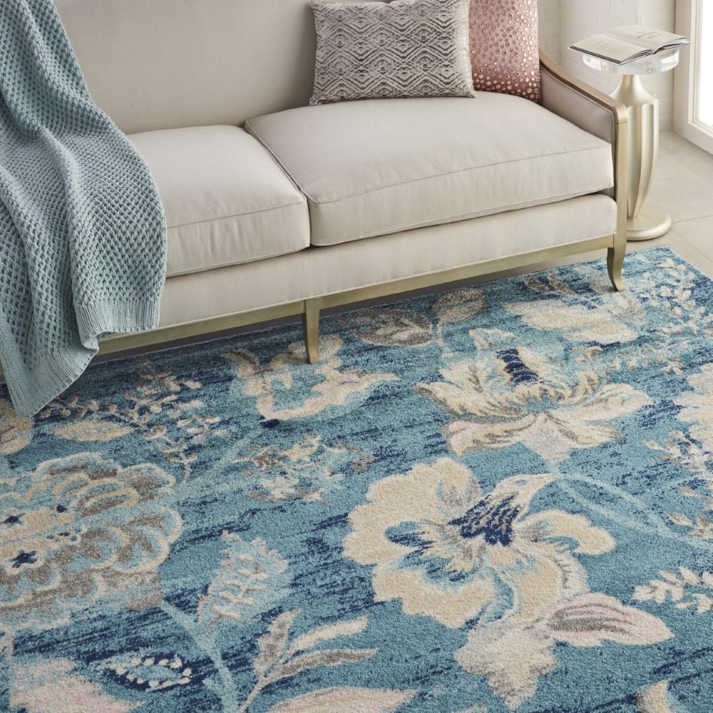 Nourison - Tranquil TRA02 Turquoise Blue and White 8x10 Large Rug - TRA02-99446483935 veiw 3