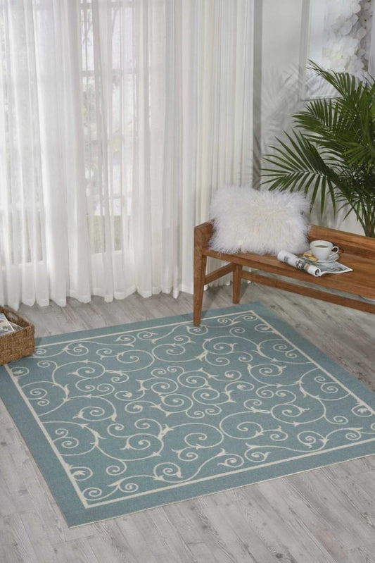 Nourison - Home & Garden RS019 Blue 10x13 Rug - RS019-99446112002_CLOSEOUT veiw 2