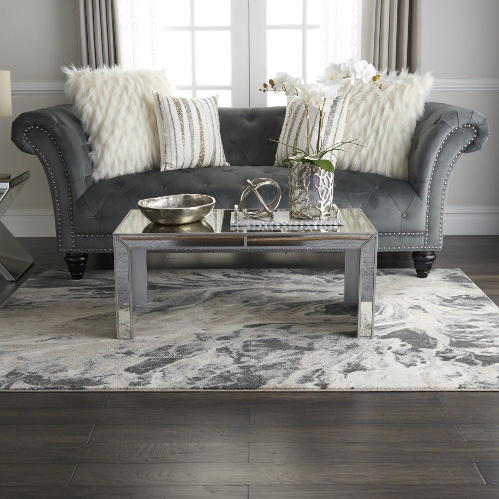 Inspire Me! Home Decor - Elegance FAR01 Grey and White 53in x 73in Contemporary Area Rug - FAR01-99446469496 veiw 2
