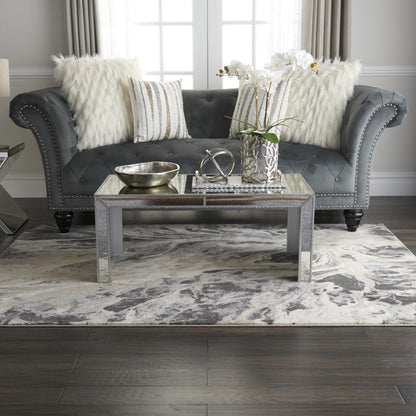 Inspire Me! Home Decor - Elegance FAR01 Grey and White 53in x 73in Contemporary Area Rug - FAR01-99446469496 veiw 2