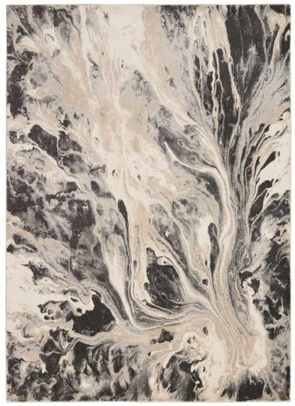 Inspire Me! Home Decor - Elegance 53in X RND FAR01 Grey and White Contemporary Area Rug - FAR01-99446818300 veiw 2