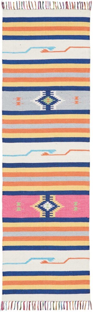 Nourison - Baja BAJ01 White Multicolor 23in x 76in Flat Weave Hallway Rug - BAJ01-99446395269 veiw 1