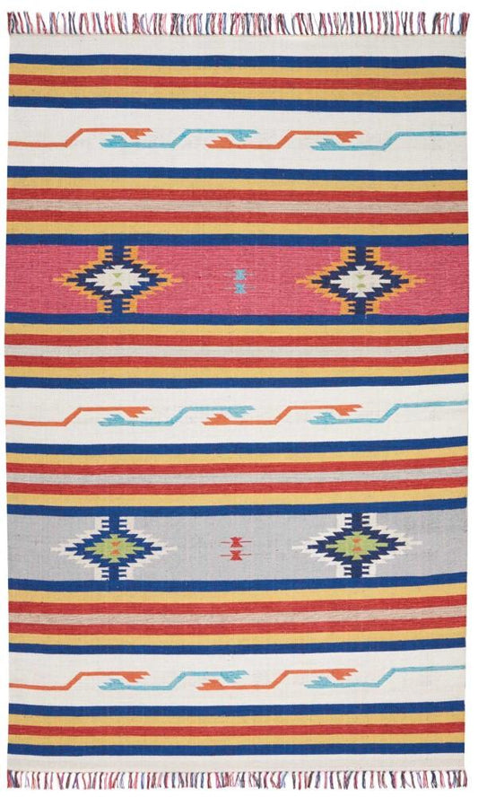 Nourison - Baja BAJ01 White Multicolor 5x7 Southwestern Area Rug - BAJ01-99446395283 veiw 1