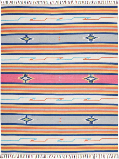 Nourison - Baja BAJ01 White Multicolor 8x10 Large Flat Weave Rug - BAJ01-99446395290 veiw 1