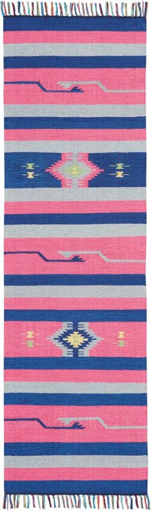 Nourison - Baja BAJ01 Pink and Blue 23in x 76in Flat Weave Hallway Rug - BAJ01-99446395399 veiw 1