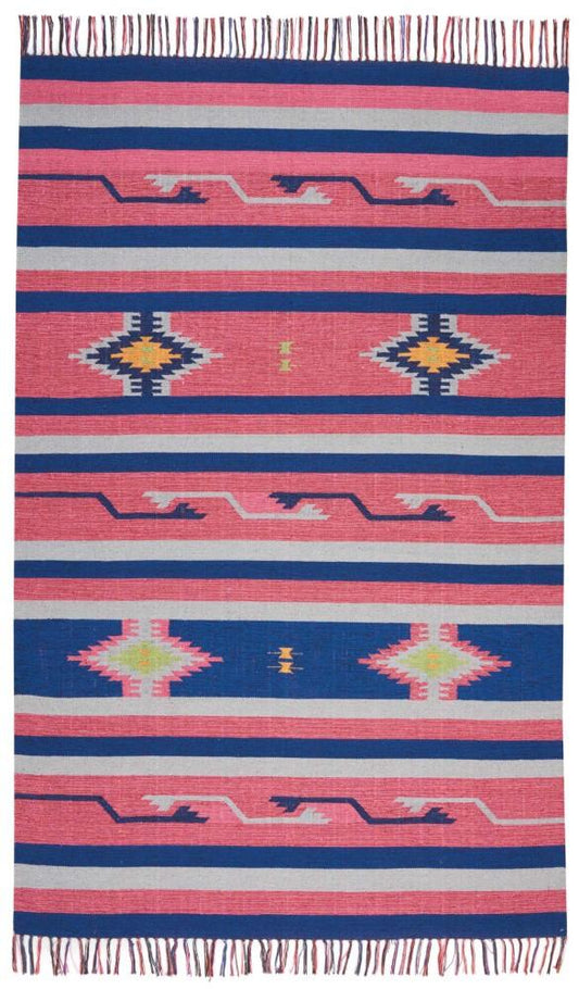 Nourison - Baja BAJ01 Pink and Blue 5x7 Southwestern Area Rug - BAJ01-99446395436 veiw 1
