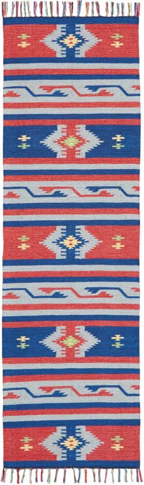 Nourison - Baja BAJ03 Blue and Red 23in x 76in Flat Weave Hallway Rug - BAJ03-99446395733 veiw 1