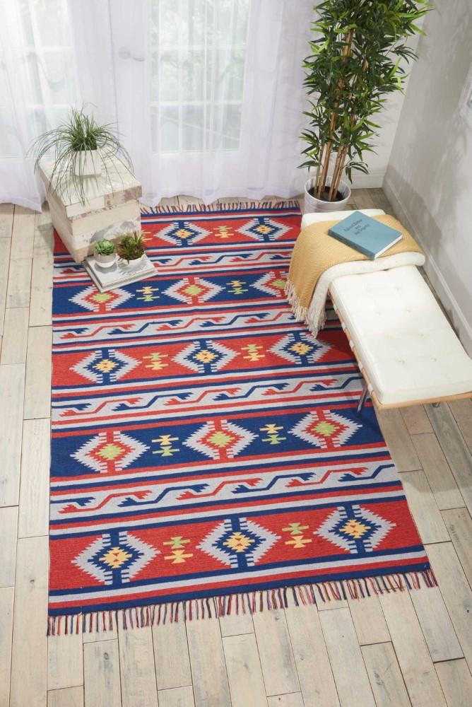 Nourison - Baja BAJ03 Blue and Red 36in x 56in Southwestern Area Rug - BAJ03-99446395740 veiw 2