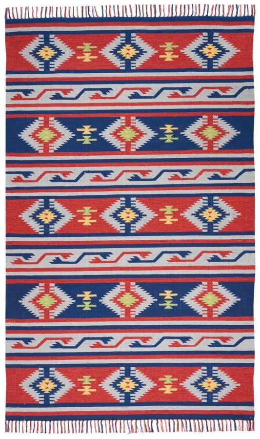 Nourison - Baja BAJ03 Blue and Red 5x7 Southwestern Area Rug - BAJ03-99446395757 veiw 1