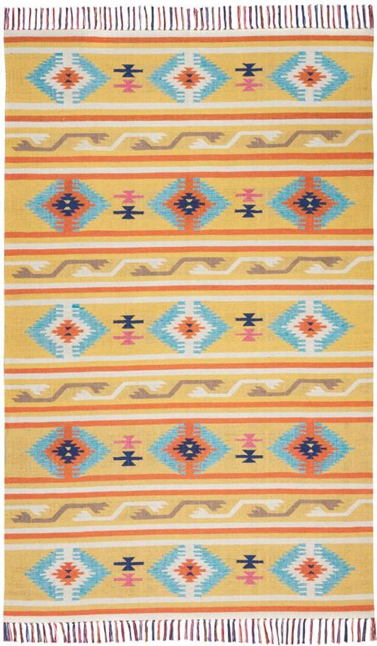 Nourison - Baja BAJ03 Yellow 66in x 96in Large Flat Weave Rug - BAJ03-99446395986 veiw 1