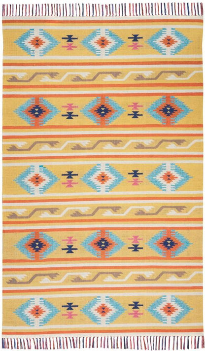 Nourison - Baja BAJ03 Yellow 8x10 Large Flat Weave Rug - BAJ03-99446395931 veiw 1