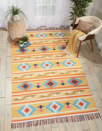 Nourison - Baja BAJ03 Yellow 8x10 Large Flat Weave Rug - BAJ03-99446395931 veiw 2