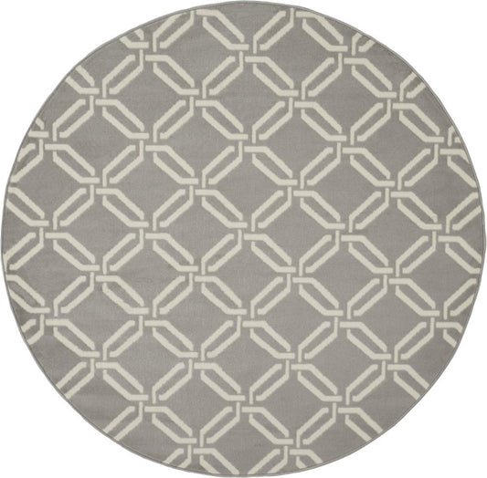 Nourison - Jubilant JUB17 Bone 53in x Round Mid-century Area Rug - JUB17-99446479419 veiw 1