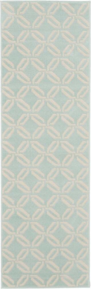Nourison - Jubilant JUB17 Aqua 23in x 73in Low-pile Hallway Rug - JUB17-99446479464 veiw 1