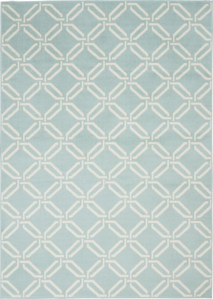 Nourison - Jubilant JUB17 Aqua 53in x 73in Mid-century Area Rug - JUB17-99446479501 veiw 1