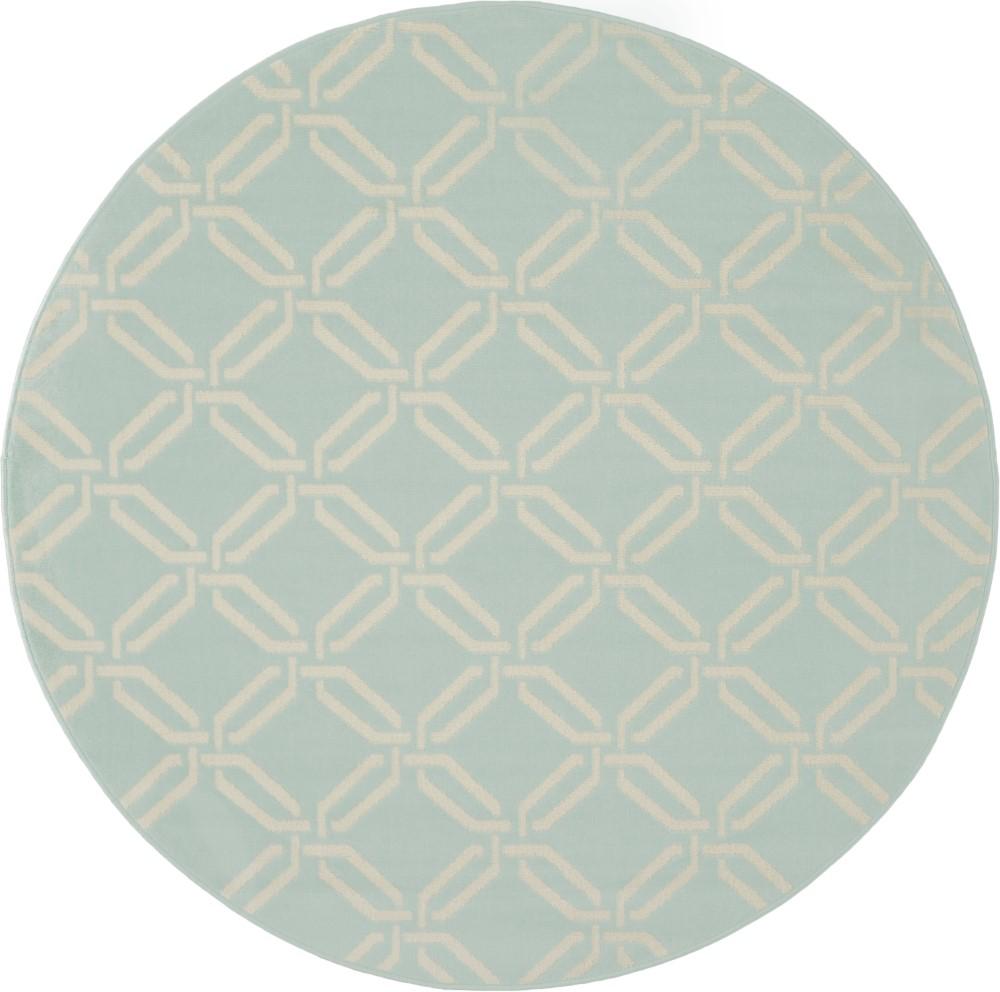 Nourison - Jubilant JUB17 Aqua 53in x Round Mid-century Area Rug - JUB17-99446479495 veiw 1