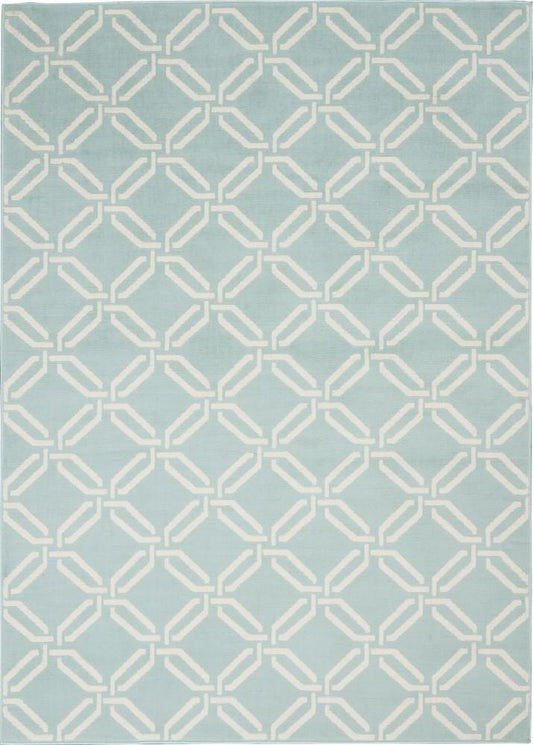 Nourison - Jubilant JUB17 Aqua 6x9 Mid-century Area Rug - JUB17-99446479525 veiw 1