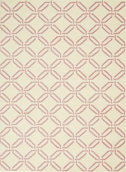 Nourison - Jubilant JUB17 White and Pink 4x6 Mid-century Area Rug - JUB17-99446479570_CLOSEOUT veiw 1