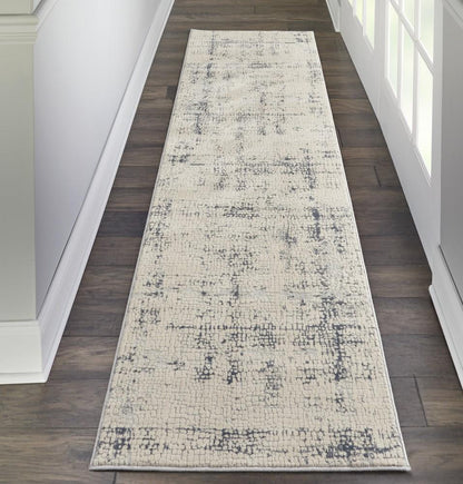 Nourison - Rustic Textures RUS06 Ivory and Grey 22in x 76in Textured Hallway Rug - RUS06-99446476296 veiw 2