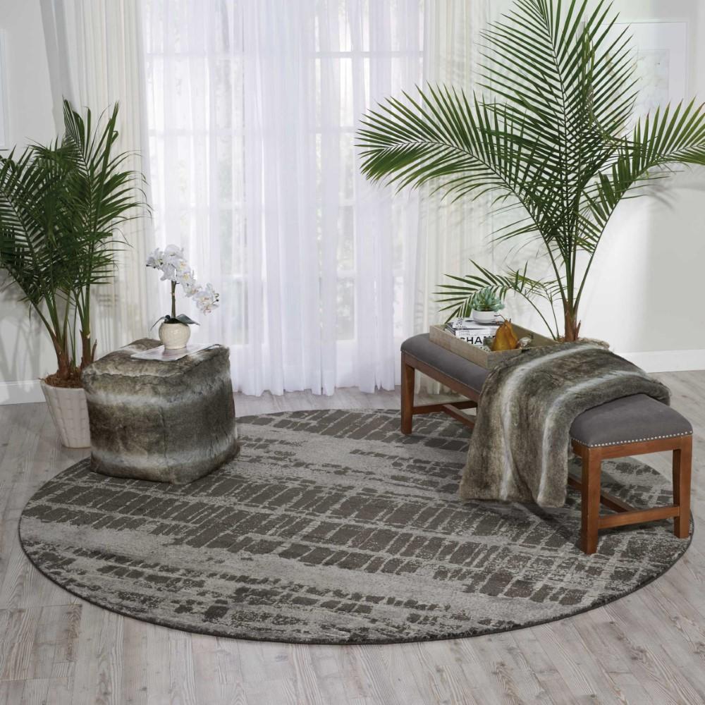 Nourison - Twilight TWI10 Charcoal and Grey 8 x Round Large Rug - TWI10-99446358073 veiw 3