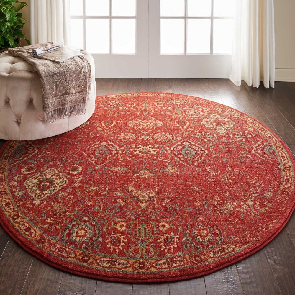 Nourison - Somerset ST90 Red 56in x Round Oriental Area Rug - ST90-99446469779 veiw 3