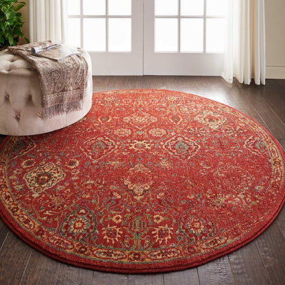 Nourison - Somerset ST90 Red 56in x Round Oriental Area Rug - ST90-99446469779 veiw 3