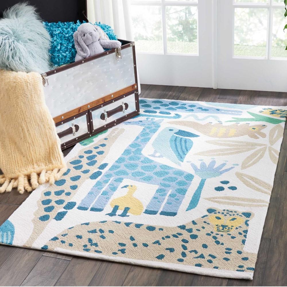 Nourison - Bailey DS400 23in x 39in Blue and Beige Kids Area Rug - DS400-99446412522_CLOSEOUT veiw 2