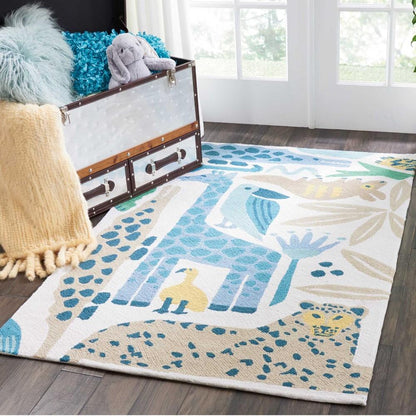 Nourison - Bailey DS400 23in x 39in Blue and Beige Kids Area Rug - DS400-99446412522_CLOSEOUT veiw 2