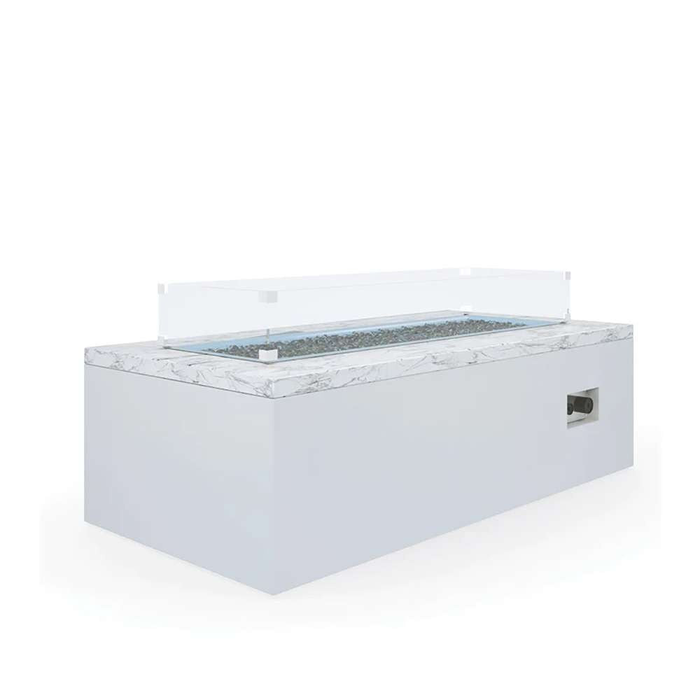 Sunset West - Bazaar - White Carrara Marble Rectangular Fire Table - SW6706-FT6030_CLOSEOUT veiw 1