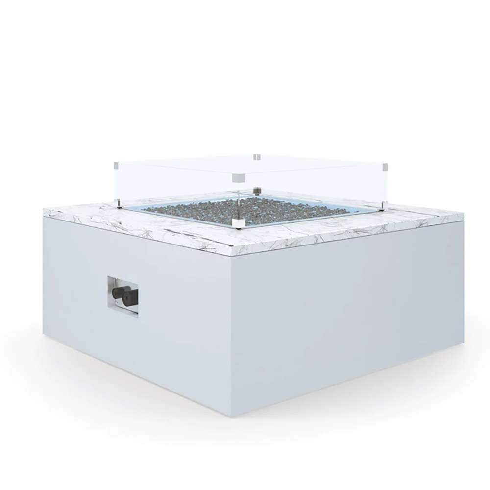 Sunset West - Bazaar - White Carrara Marble Square Fire Table - SW6706-FT4242_CLOSEOUT veiw 1