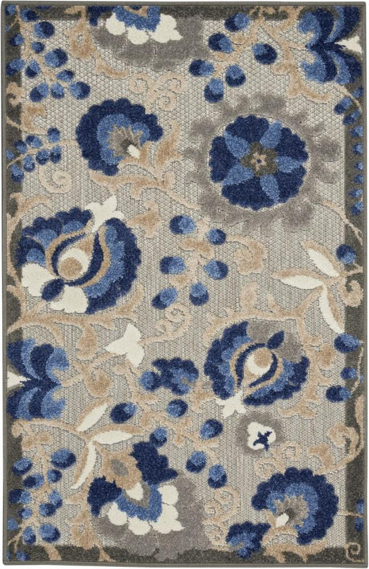 Nourison - Aloha 28in x 4 Blue Patio Area Rug - ALH17-99446739094 veiw 1