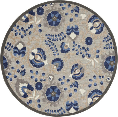 Nourison - Aloha 4 x Round Blue Patio Area Rug - ALH17-99446739193 veiw 1