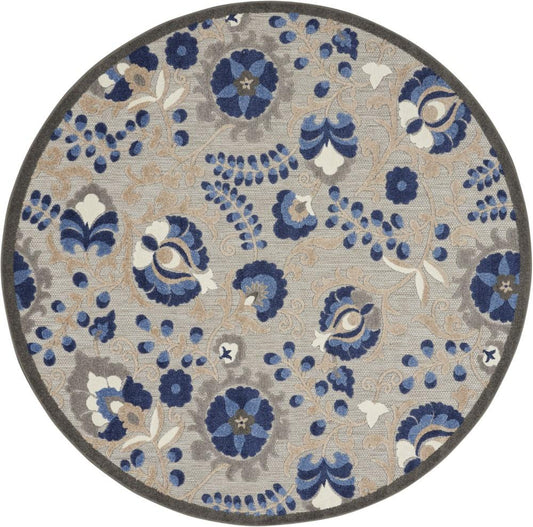 Nourison - Aloha 4 x Round Blue Patio Area Rug - ALH17-99446739193 veiw 1
