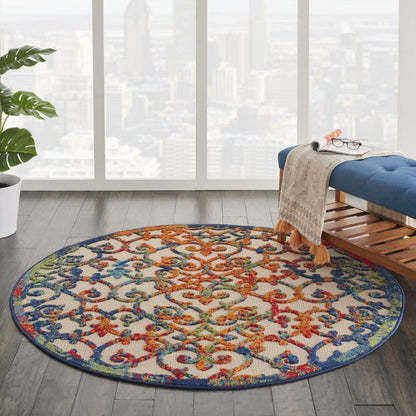 Nourison - Aloha ALH21 4 x Round Multicolor Easy-care Indoor-outdoor Rug - ALH21-99446499400 veiw 2