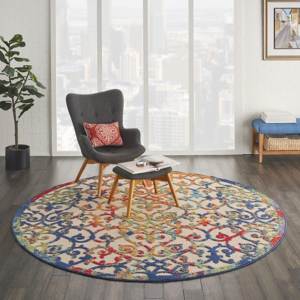 Nourison - Aloha ALH21 710in x Round Multicolor Easy-care Indoor-outdoor Rug - ALH21-99446499431 veiw 2