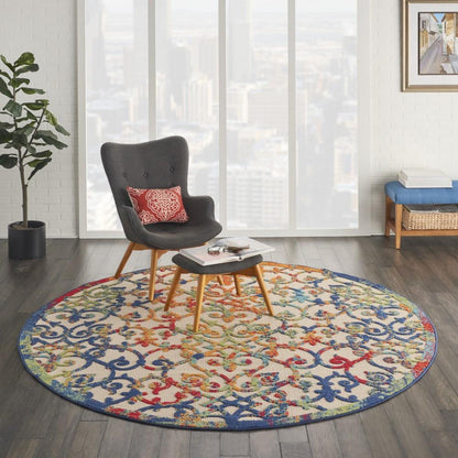 Nourison - Aloha ALH21 710in x Round Multicolor Easy-care Indoor-outdoor Rug - ALH21-99446499431 veiw 2