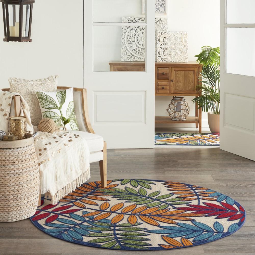 Nourison - Aloha ALH18 Multicolor 53in x ROUND Indoor-outdoor Rug - ALH18-99446087034 veiw 2