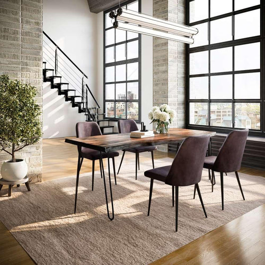 Jofran - Natures Edge Five Piece Solid Acacia Dining Set with Upholstered Mid-Century Modern Chairs, Chestnut and Dark Brown - 1781-79D-4-DOXCHDBN veiw 1