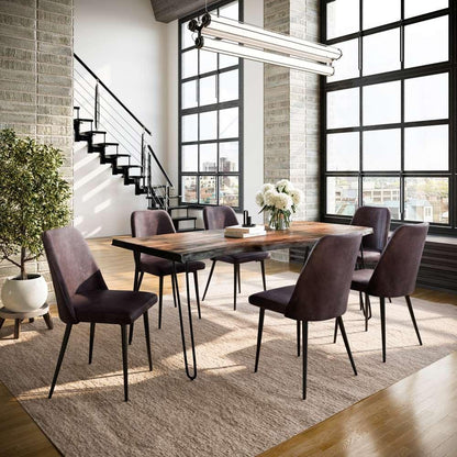 Jofran - Natures Edge Seven Piece Solid Acacia Dining Set with Upholstered Mid-Century Modern Chairs, Chestnut and Dark Brown - 1781-79D-6-DOXCHDBN veiw 1