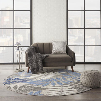 Nourison - Aloha 710in x Round Blue Patio Area Rug - ALH18-99446762030 veiw 2