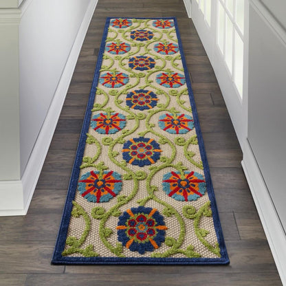 Nourison - Aloha ALH19 2 3in x 12 Blue Multicolor Easy-care Indoor-outdoor Rug - ALH19-99446816856 veiw 2