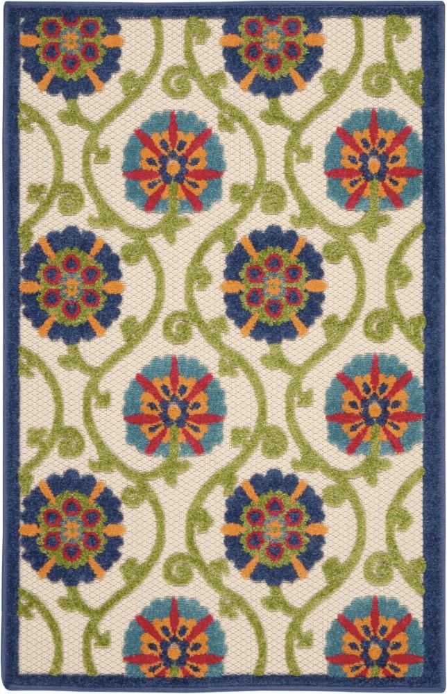 Nourison - Aloha ALH19 28in x 4 Blue Multicolor Easy-care Indoor-outdoor Rug - ALH19-99446498540 veiw 1