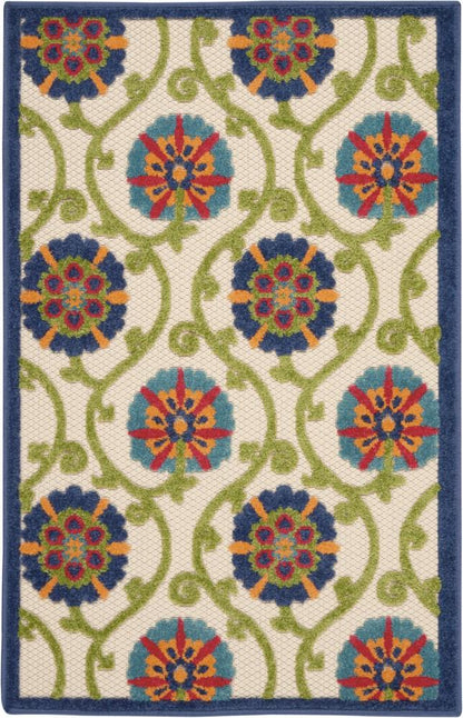 Nourison - Aloha ALH19 28in x 4 Blue Multicolor Easy-care Indoor-outdoor Rug - ALH19-99446498540 veiw 1