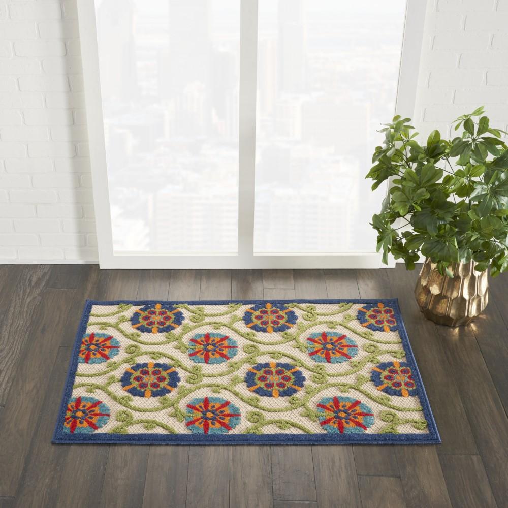 Nourison - Aloha ALH19 28in x 4 Blue Multicolor Easy-care Indoor-outdoor Rug - ALH19-99446498540 veiw 2