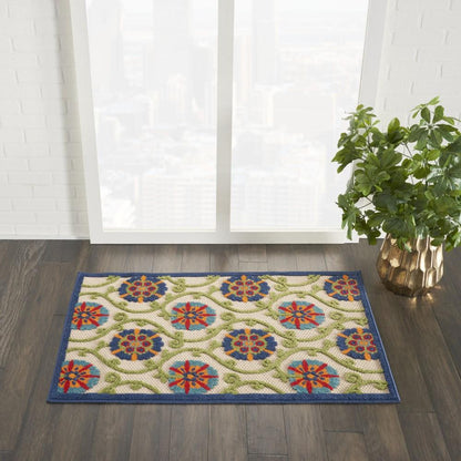 Nourison - Aloha ALH19 28in x 4 Blue Multicolor Easy-care Indoor-outdoor Rug - ALH19-99446498540 veiw 2