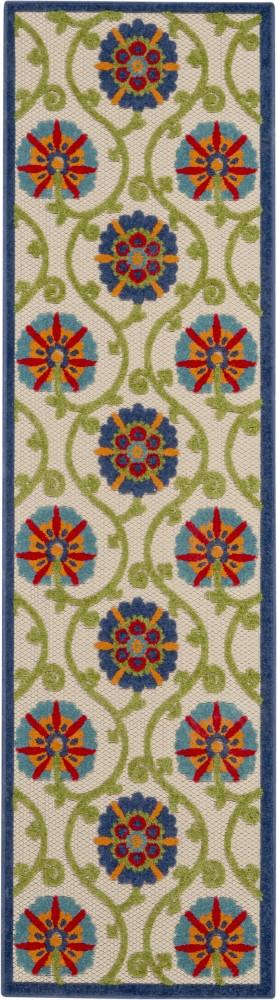 Nourison - Aloha ALH19 2 x 6 Blue Multicolor Easy-care Indoor-outdoor Rug - ALH19-99446498670 veiw 1