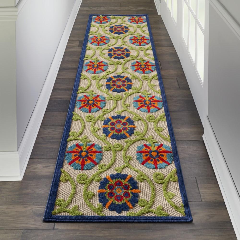 Nourison - Aloha ALH19 2 x 6 Blue Multicolor Easy-care Indoor-outdoor Rug - ALH19-99446498670 veiw 2