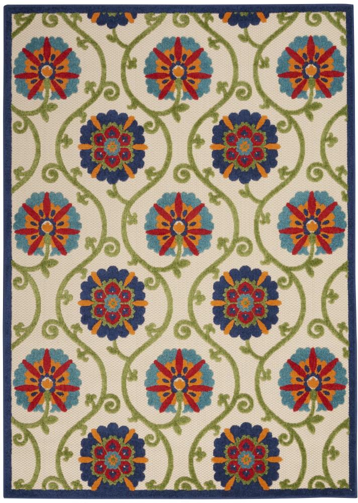 Nourison - Aloha ALH19 36in x 56in Blue Multicolor Easy-care Indoor-outdoor Rug - ALH19-99446498601 veiw 1