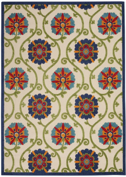 Nourison - Aloha ALH19 36in x 56in Blue Multicolor Easy-care Indoor-outdoor Rug - ALH19-99446498601 veiw 1